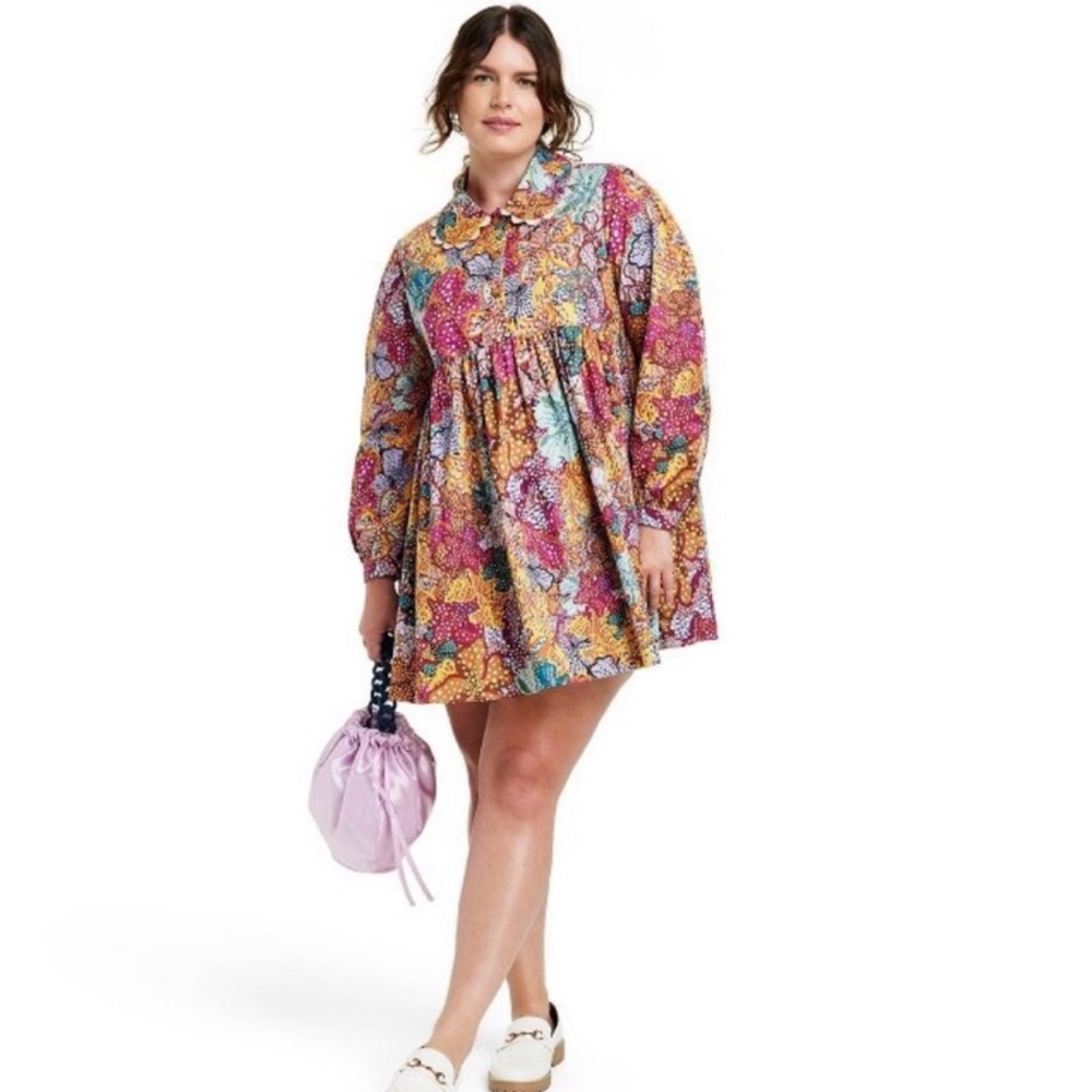 KIKA VARGAS x Target 🎈Women's Anemone Floral Mini Dress Pink Blue Gold